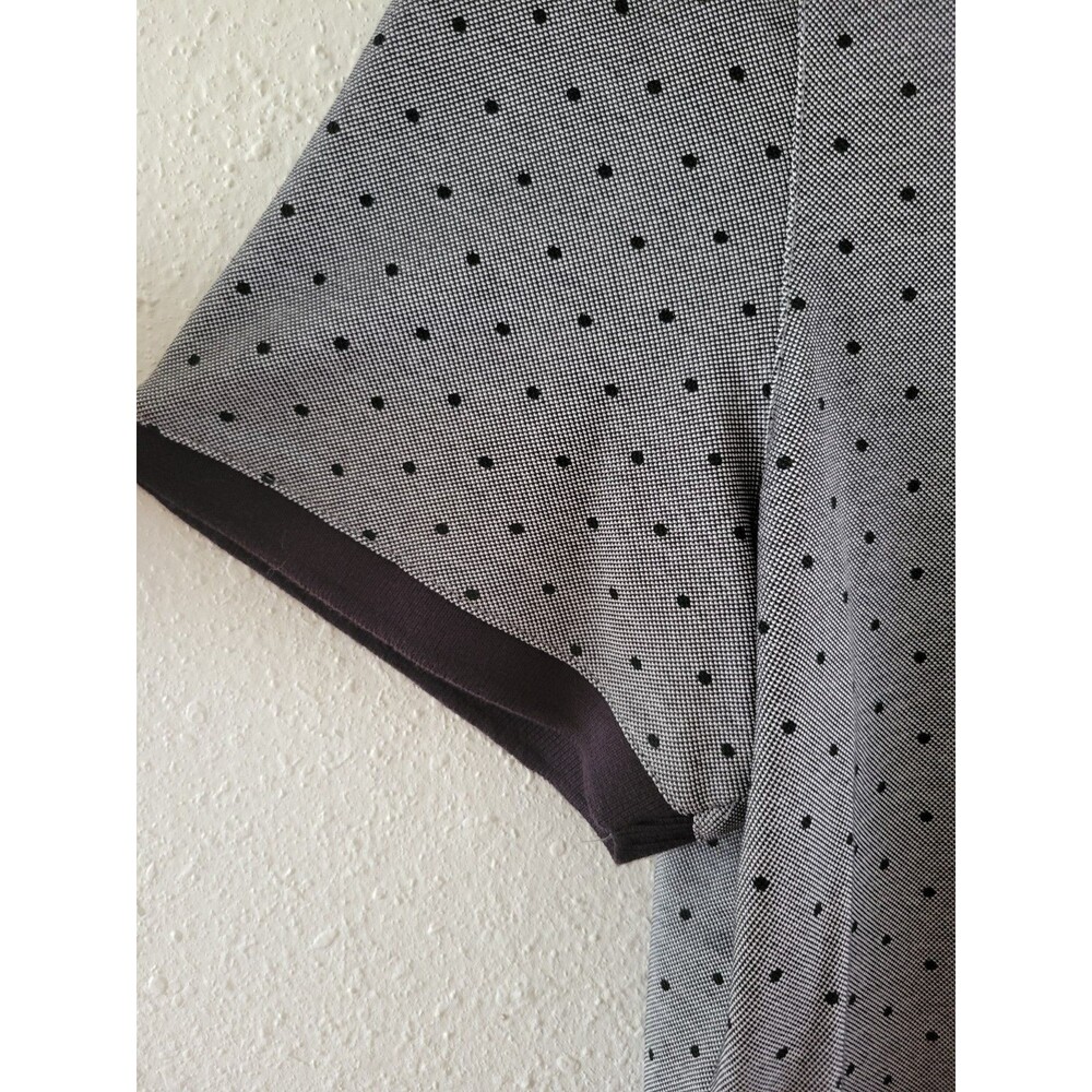 Michael Kors Mens Polo Shirt L Gray Polka Dot Short Sleeve Button Designer NWT - Picture 6 of 13